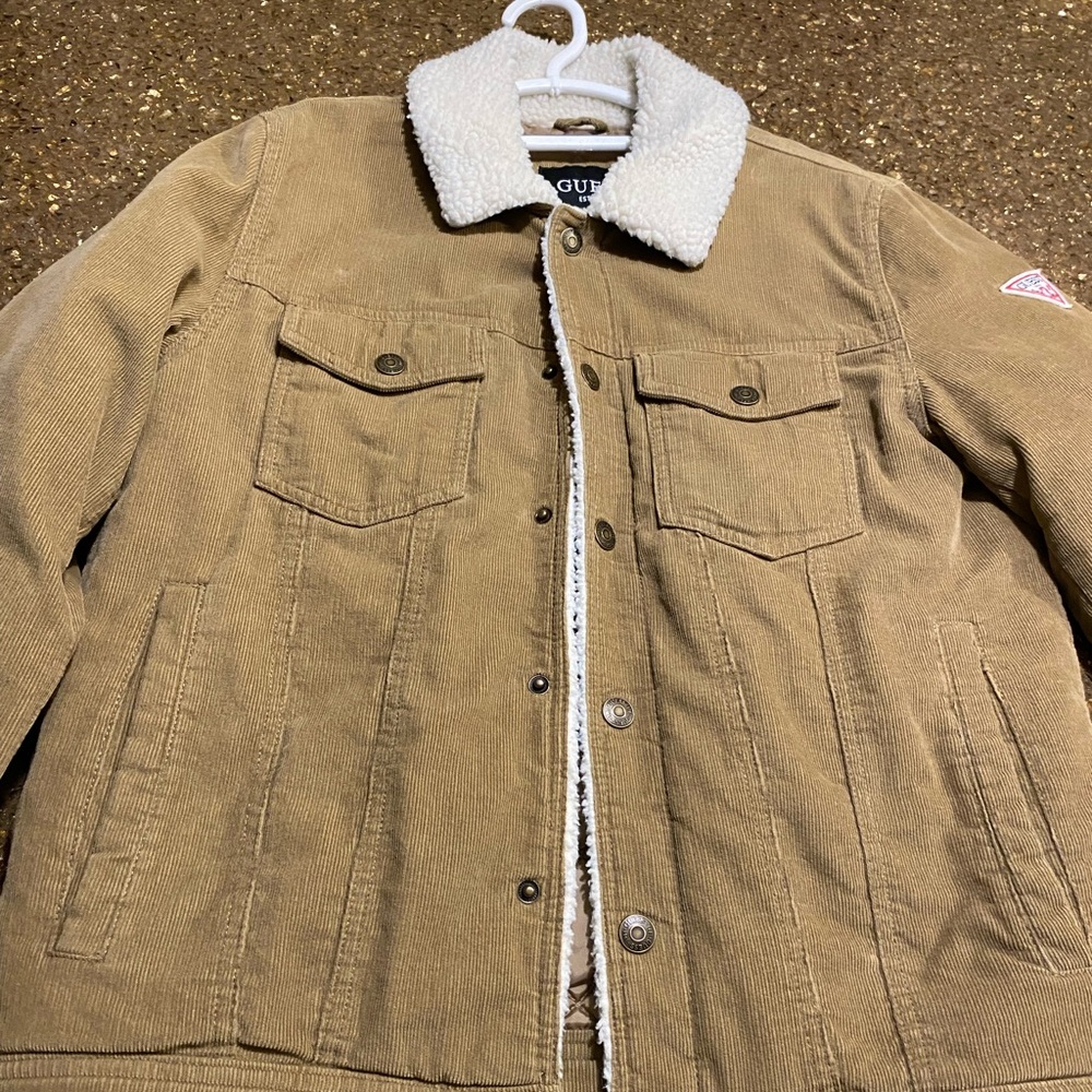 Guess Corduroy Jacket with Sherpa Collar